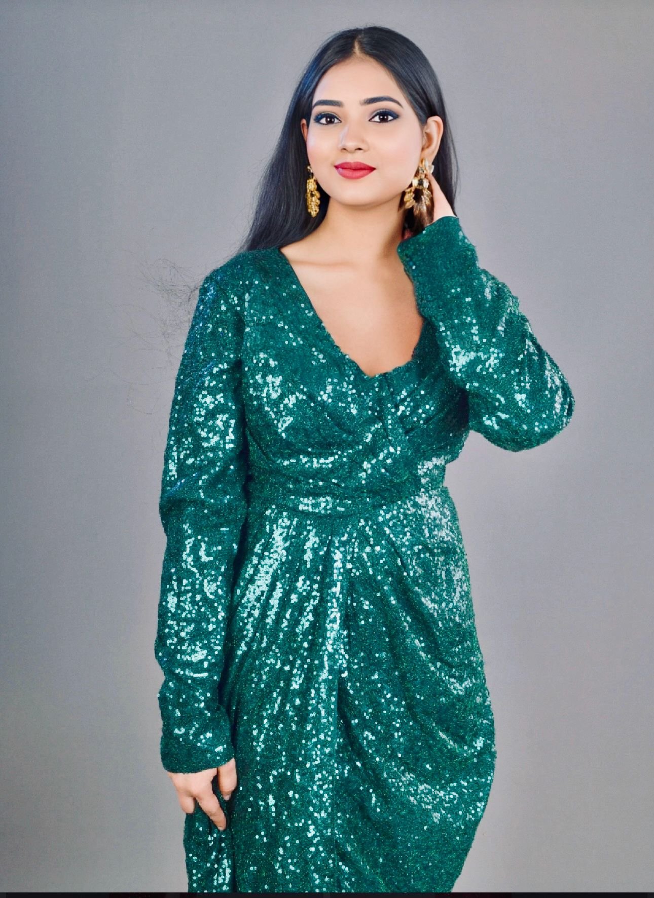 Green Gown with Sequins
